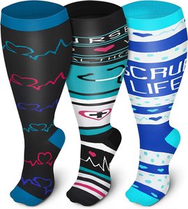 Chaussettes <span class=keywords><strong>de</strong></span> compression grande taille 2XL 3XL 4XL pour femmes et hommes, mollets larges, taille extra large, grande taille, <span class=keywords><strong>bas</strong></span> <span class=keywords><strong>de</strong></span> soutien jusqu'au genou - Product Image 6