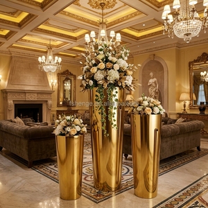 Vase de sol moderne de luxe en acier inoxydable et jardinière décorative <span class=keywords><strong>XXL</strong></span>, vase à fleurs en métal doré pour hôtel et décoration intérieure - Product Image 1