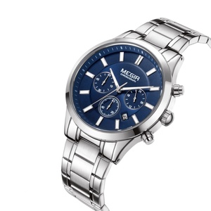 Montre sport à quartz pour homme MEGIR 2150, bracelet argenté 22 cm, étanche 3 ATM, collection 2022, offre spéciale - Product Image 4