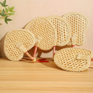 Handmade Woven Palm Leaf Fan Circular Cattail Material With Red Tassel For Home Decoration Summer Cooling - Product Image 4