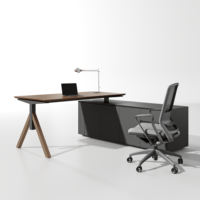 Conception de table de direction en bois personnalisée, bureau de direction moderne en forme de L