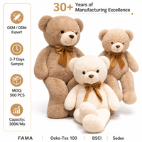 Grand ours en peluche doux, jouet en peluche personnalisé OEM ODM, marque privée, pour présentation en magasin, vente en gros, directement de l'usine
