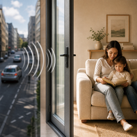 Fenêtre fixe en aluminium à rupture de pont thermique insonorisée, double vitrage Low-E, écoénergétique pour la construction d'hôtels et de villas