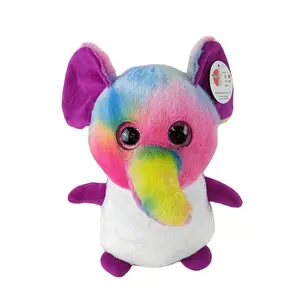 Colorful animals stuffed toy big glitter eyes elephant plush toy