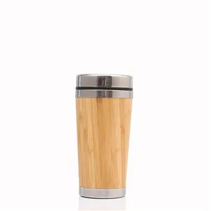 Yeni uzun ömürlü 450ml 304 paslanmaz çelik bambu Tumbler kolu ile