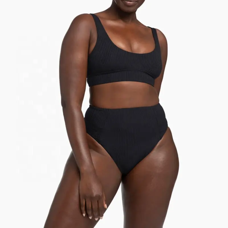 New High Waisted Ribbed Recycled Womens Swimming Set brazilian bikini Swimsuit plus size fitness women swimwear & beachwear