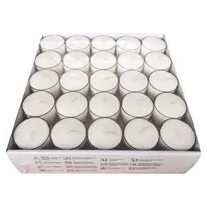 Velas tealight sem fumaça para chá branco, embalagem com 50 velas em alumínio