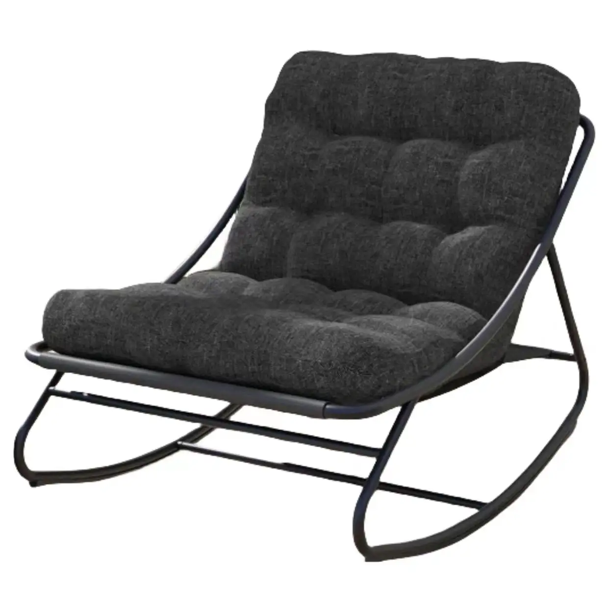 Indoor & Outdoor 330LBS cinza Samba Deluxe Rocking Lounge Chair com almofada acolchoada grossa para varanda frontal, jardim, quintal