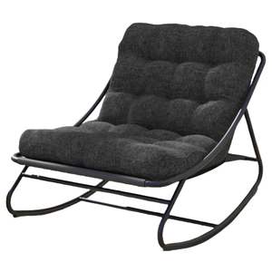 Chaise longue à bascule <span class=keywords><strong>Samba</strong></span> Deluxe grise de 330lb pour l'intérieur et l'extérieur avec coussin rembourré épais pour porche, jardin et arrière-cour - Product Image 1