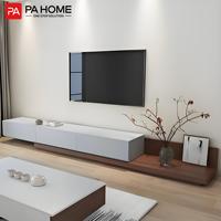 Meuble TV en bois massif PA, design moderne, ensemble table basse et armoire