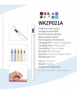 ปากกาสไตลัสโลหะหกเหลี่ยมขนาดเล็ก Wenku OEM สำหรับนักเรียน <span class=keywords><strong>iPad</strong></span> 2018-2026 ชาร์จเร็ว 9 ชั่วโมง หัวปากกาเปลี่ยนได้ ปรับมุมเอียงได้ - Product Image 6