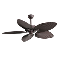 Ventilateur de plafond tropical en feuilles de palmier en rotin, ventilateur de plafond décoratif d'extérieur avec télécommande
