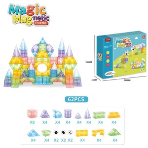 Jeu de construction de château <span class=keywords><strong>en</strong></span> tuiles magnétiques transparentes créatives EPT pour enfants, jouet éducatif STEM, puzzle d'apprentissage, blocs de construction - Product Image 6