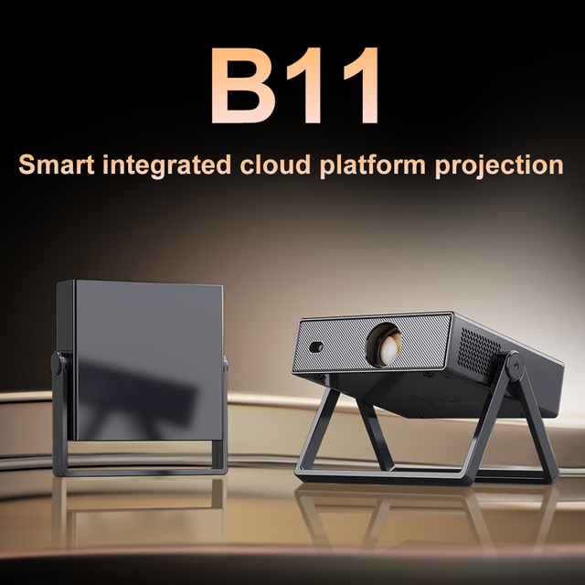 Veacine B11 Gray LED Android 12 Electronic Focus Auto Keystone LCD Mini Portable Home Theater HD Video Projector Built-in