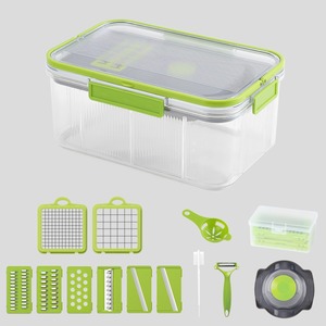 Multi Function <b>Vegetable</b> Chopper <b>Slicer</b> Set With Storage Container Interchangeable Blades For Kitchen Food Prep - Product Image 4