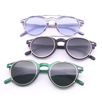 Montures de lunettes hybrides en acétate et métal de luxe, lunettes de soleil polarisées à clipser, lunettes de créateur