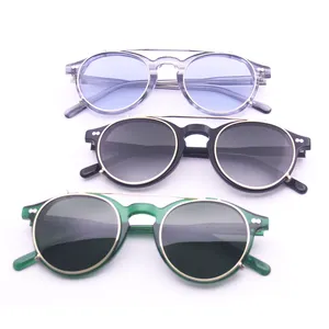 तैयार उच्च गुणवत्ता एसीटेट धातु धूप का चश्मा फ्रेम Eyewear Polarized लेंस मार्कोस डे Lentes पर क्लिप