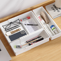 Caja de Almacenamiento Ajustable para Cajones, Organizador Expandible con Divisores, Plástico PP, para Utensilios de Cocina, Maquillaje, Escritorio