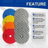1set/10PCS 4inch B Dry Flexible Diamond Polishing Pad Disque de ponçage + Aluminum Backer Pad + Adapter For Granite Marble Quartz