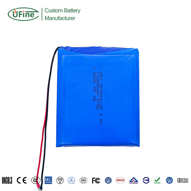 China Cell Factory OEM High Capacity Ufine UFX955565-2p 10000mAh 3.7V Lithium Ion Polymer Battery 12 Months Warranty 500 Cycles