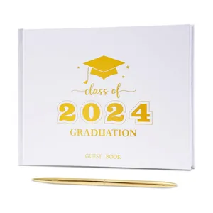 Custom Class of 2024 Graduation Guest Book with Lines 2024 Grad Party Sign in Guestbook Supplies for College, High School