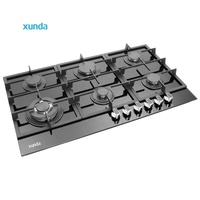 Xunda Major Appareils de cuisine Table de cuisson à gaz en verre trempé 6 brûleurs Cuisinière à gaz intégrée pour camping-car et hôtel