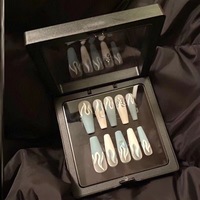 Carte de couleur personnalisée noir blanc clair presse sur les ongles étui rose vide faux ongles affichage porter des ongles boîte d'emballage conteneur