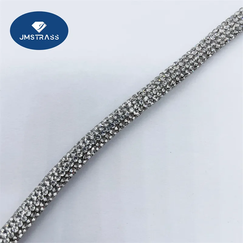 Hot Selling Manufacturers High Quality 6 mm Crystal Rhinestone Cotton Rope Tube Cord rhinestone dress straps