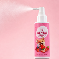 Spray buccal antibactérien sans brosse à la saveur naturelle de fraise pour l'élimination de la mauvaise haleine, soin buccal, nettoyage des dents, spray dentaire pour chiens et chats