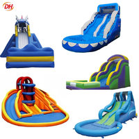 Nouvelles toboggans aquatiques gonflables commerciaux en PVC de grande taille pour l'extérieur, toboggan aquatique gonflable personnalisé avec piscine pour adultes