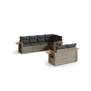 Ensemble de canapés de jardin en rotin gris 6 places, mobilier d'extérieur résistant aux intempéries, design contemporain - Product Image 1