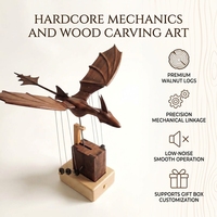 Sculpture cinétique automatique artisanale en noyer noir, cadeau moderne rechargeable pour la Saint-Valentin pour les amateurs de dragons
