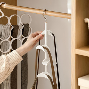 Clothing Organizer Tie Hanger With 4 Hooks For Wardrobe Storage <b>White</b> - Product Image 1