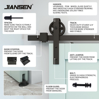 Kit de Herrajes para Puerta Corrediza de Granero de Madera Única en Forma de J, Negro, Moderno, de Alta Resistencia, Fácil de Instalar, de 2 m (6.6 pies)