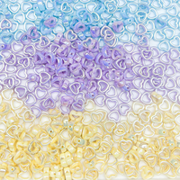 Nouveautés Perles en acrylique miniatures en forme de cœur creux personnalisées, 300 pièces, revêtement optique irisé UV, pour la fabrication de bijoux DIY