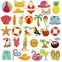 Patch brodé thermocollant hawaïen pour décoration de vêtements, motif dessin animé plage estivale