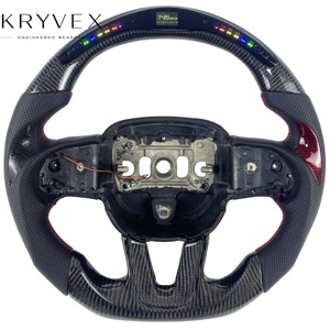 Volante Kryvex Personalizado de Fibra de Carbono y Cuero para <span class=keywords><strong>Jeep</strong></span> <span class=keywords><strong>Grand</strong></span> <span class=keywords><strong>Cherokee</strong></span> y Challenger, Estilo Deportivo con Pantalla LED de RPM - Product Image 4