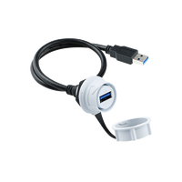 Kabel USB3.0 Lshitech 10Gbps Transmisi Kecepatan Tinggi M21mm Sirkular Tahan Air Female ke Male 1.5-4m, Tahan Air Industrial IP68