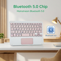 Keyboard Mini Universal 7 Inci dengan Touchpad Mouse Plastik untuk iPad iPhone Tablet PC, Model Gunting, Bluetooth, Tata Letak US, Logam Ultra