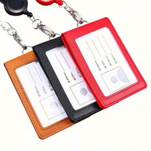 Porta Tarjetas de Visita, Porta Credenciales de Trabajo, de Cuero PU, con Logotipo Personalizado, Estilo Moderno, 3 Tamaños, con Cordón, Porta Identificación - Product Image 4