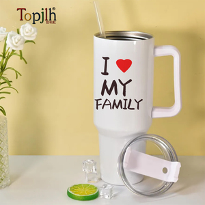 Topjlh Thủ Công In Ấn Cá Nhân Trống Thăng Hoa Khoảng Trống Sản Phẩm 40Oz Thép Không Gỉ Cốc Với Xử Lý Và Rơm - Product Image 3