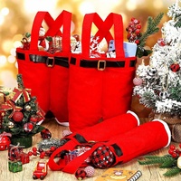 Sac fourre-tout de Noël en gros, motif Père Noël, sac cadeau rouge pour bonbons, porte-bouteille de vin pour décorations de fête de Noël