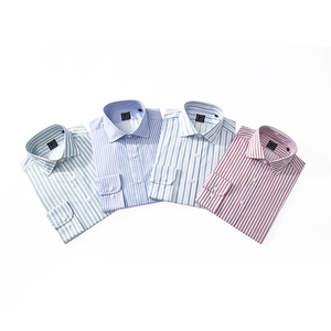 Direct Factory Sale <b>Men's</b> 100% Cotton Autumn Poplin Digital Printed Vertical Stripe OEM Service Woven Fabric Dress <b>Shirts</b> - Product Image 1