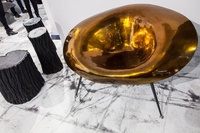 Fauteuil d'extérieur créatif en fibre de verre électroplaqué, modèle 006, pour designer artistique nordique, style chapeau, idéal pour la détente