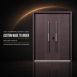 Puerta Doble de Entrada de Aluminio Fundido a Medida con Panel de Relieve y Cerradura Inteligente para Suite de Penthouse - Product Image 5