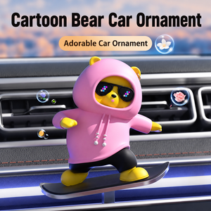 Sliding Cartoon Bear <b>Car</b> Ornament Dashboard Moving Bear Toy Auto Interior Accessories PVC & Metal <b>Mirrored</b> Finish - Product Image 4