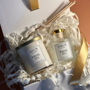 AIKUN OEM, diffuseur de parfum en verre pour aromathérapie, bougie décorative de luxe pour la maison, bougie parfumée en cire de soja, coffret cadeau - Product Image 1