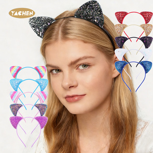 YACHEN Accessoires de cheveux mignons, serre-têtes à oreilles de <span class=keywords><strong>chat</strong></span> scintillantes pour filles et femmes, pour fêtes d'anniversaire, usage quotidien et cadeaux de fête - Product Image 1