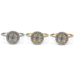 Ensemble de tension inspiré personnalisé 18K or blanc 100% diamant naturel bijoux fins Marquise princesse bague en grappe pour fiançailles - Product Image 4