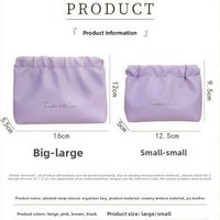 Trousse de Maquillage Portable et Minimaliste en PU Imperméable Effet Soie, Organisateur de Kit de Retouches, Pochette de Rangement Compacte pour Rouge à Lèvres, Plissée et Souple